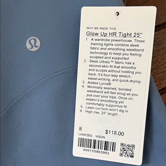 Lululemon NWT Glow Up HR Leggings 25" in Washed Denim Blue Size 8 - Picture 2 of 5